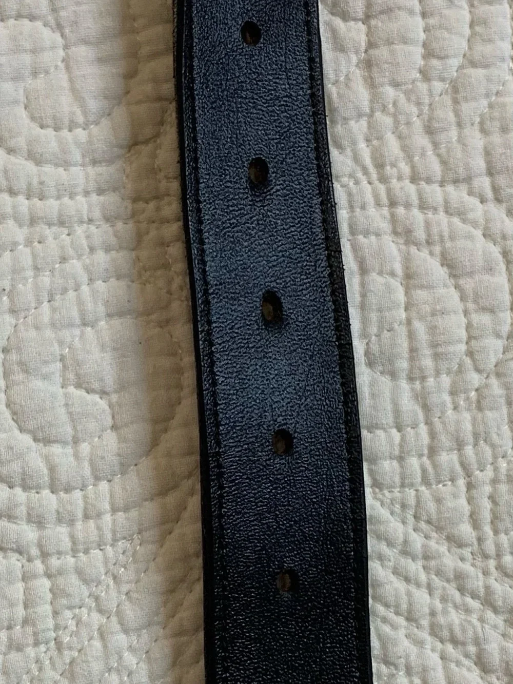 Vintage Manhattan Black Leather Belt with Gold-Tone Buckle
